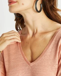 Femme Lauren Vidal T-Shirts^T-Shirt 100% Lin Essential pêche