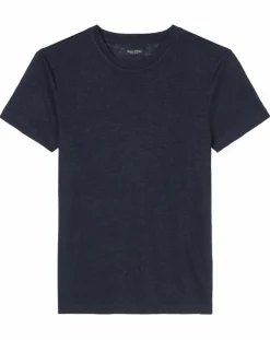 T-Shirt 100% Lin manches courtes Col Rond bleu marine-Marc O'Polo Discount