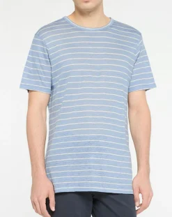 T-Shirt 100% Lin Marinière bleu clair-Hackett London