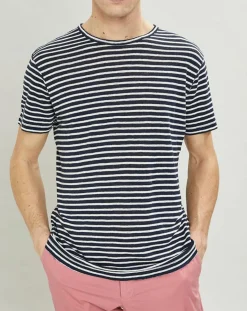 T-Shirt 100% Lin marinière bleu marine-Hackett London Best