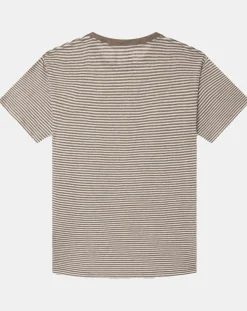 Homme Hackett London T-Shirts^T-Shirt 100% Lin Regular Fit Bat à rayures beige foncé