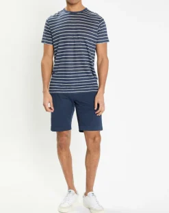 Homme Hackett London T-Shirts^T-Shirt 100% Lin Regular Fit Marinière bleu/blanc