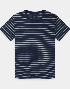 Homme Hackett London T-Shirts^T-Shirt 100% Lin Regular Fit Marinière bleu/blanc