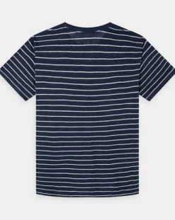 Homme Hackett London T-Shirts^T-Shirt 100% Lin Regular Fit Marinière bleu/blanc
