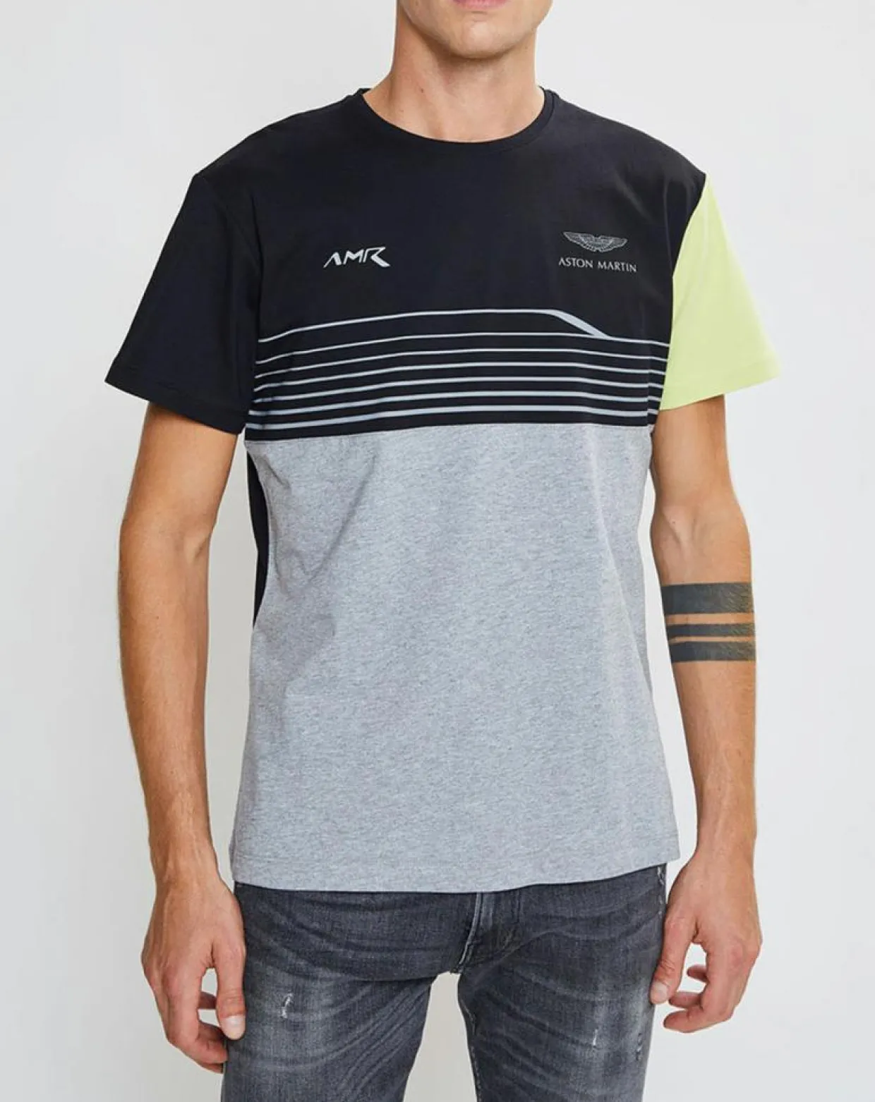 T-Shirt Aston Martin Racing rayé noir-Hackett London Outlet