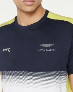 T-Shirt Aston Martin Racing colorblok blanc/bleu-Hackett London