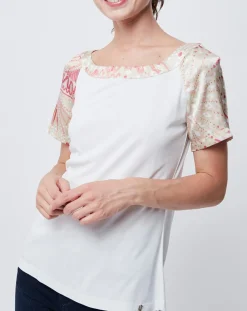 Femme John Galliano T-Shirts^T-Shirt avec empiècements soie blanc cassé/multicolore
