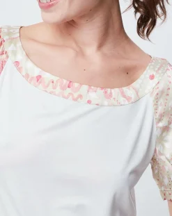 Femme John Galliano T-Shirts^T-Shirt avec empiècements soie blanc cassé/multicolore