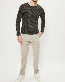 Homme Replay T-Shirts^T-Shirt Basic rayure noir/gris