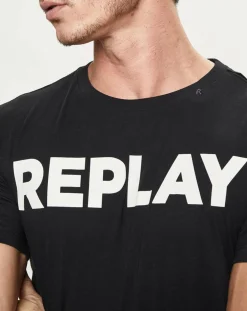T-Shirt Big Logo noir-Replay New