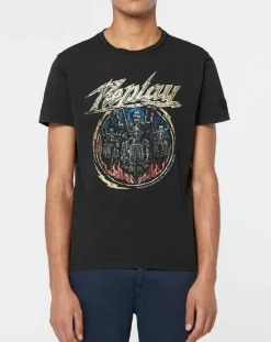 Homme Replay T-Shirts^T-Shirt Biker Skull noir