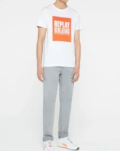 Homme Replay T-Shirts^T-Shirt box logo blanc