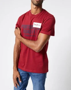 T-Shirt Broderick Logo bordeaux-Pepe Jeans Sale