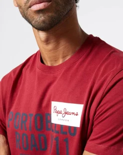 T-Shirt Broderick Logo bordeaux-Pepe Jeans Sale