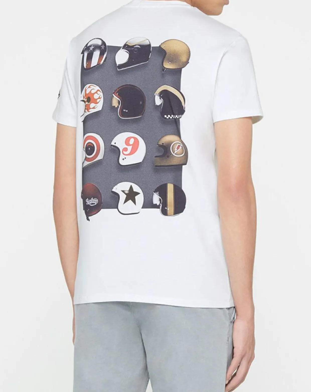 Homme Replay T-Shirts^T-Shirt casque bike blanc