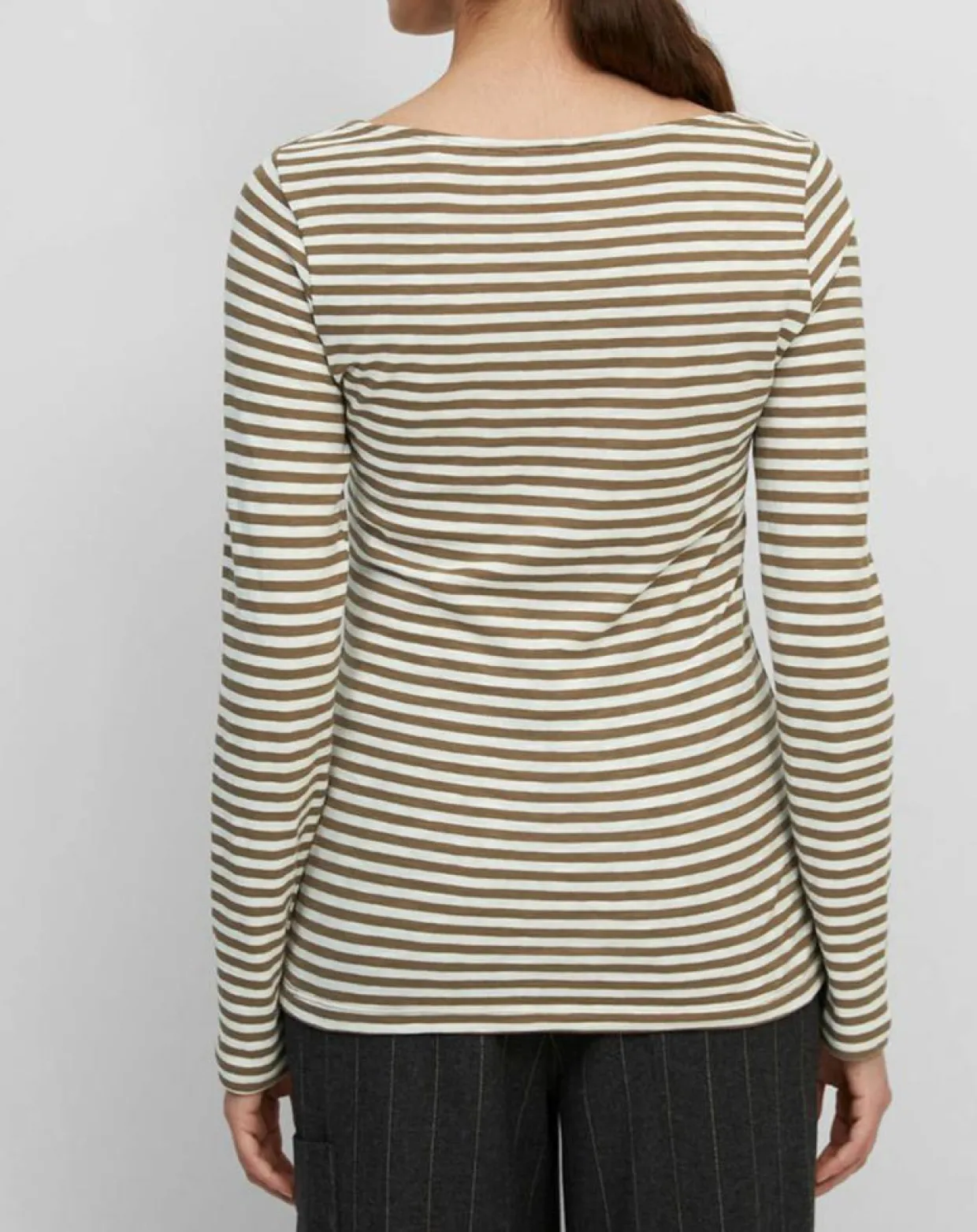 Femme Marc O'Polo T-Shirts^T-Shirt Col Bateau Coton bio flammé rayé marron/écru