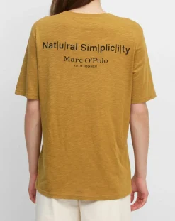 T-Shirt Col rond inscription poitrine moutarde-Marc O'Polo Outlet