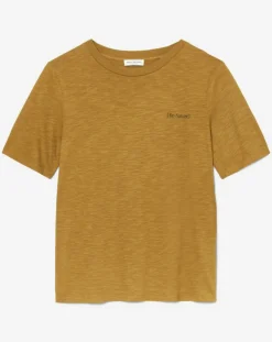 T-Shirt Col rond inscription poitrine moutarde-Marc O'Polo Outlet