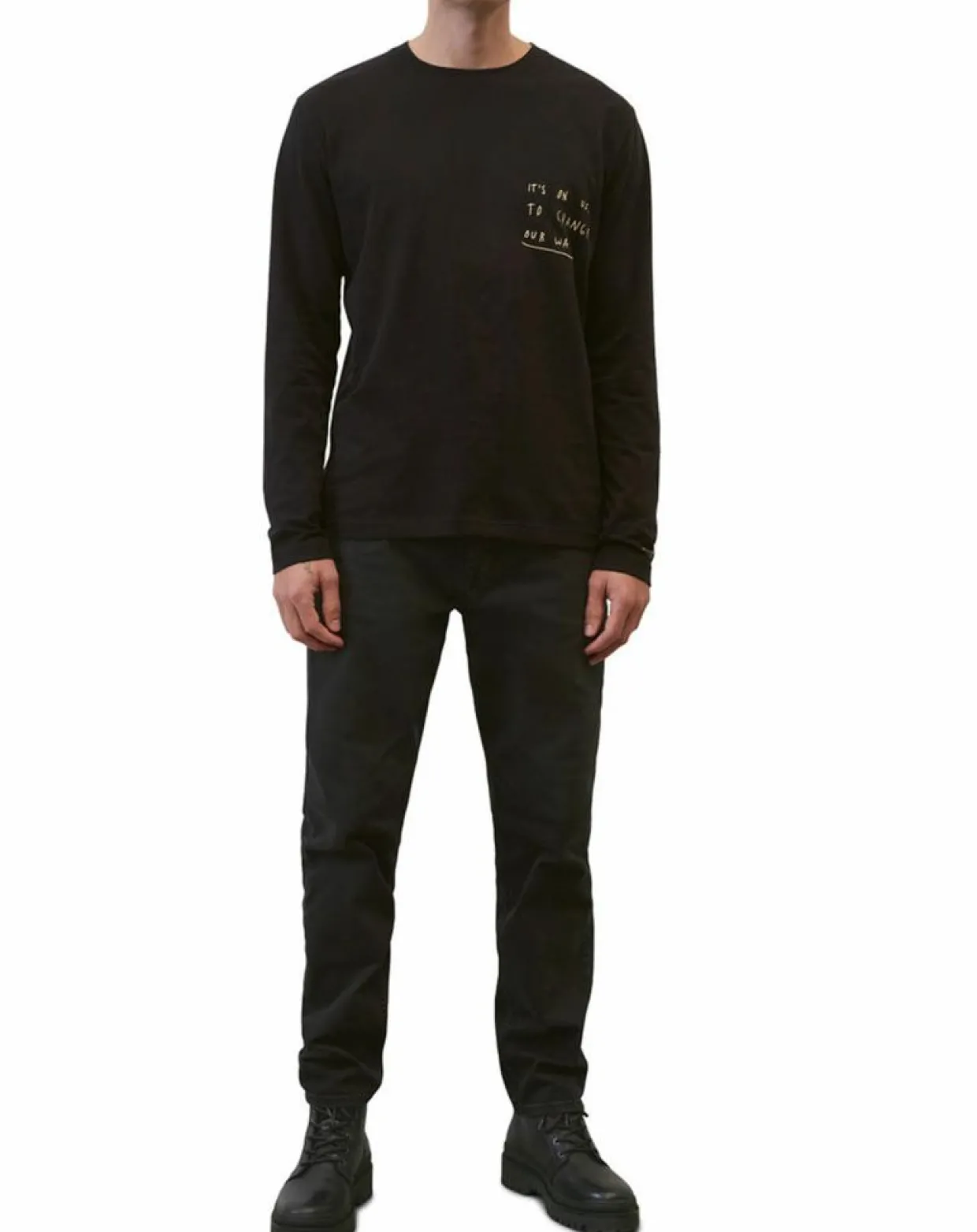 T-Shirt col rond Message noir-Marc O'Polo Online