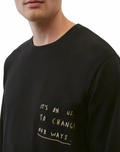 T-Shirt col rond Message noir-Marc O'Polo Online