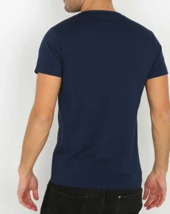 T-Shirt Col V Manches Courtes marine-Mare Outlet