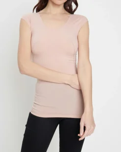 T-Shirt Coton Contour rose poudré-Wolford Hot