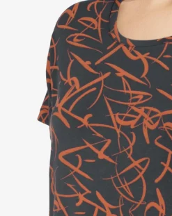 T-Shirt de pyjama Volcano imprimé noir/orange-Femilet Online