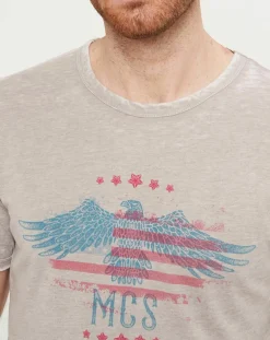 T-Shirt Eagle Flag gris beige-MCS Sale