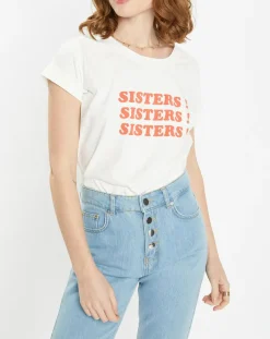 T-Shirt en Coton Bio Sisters blanc-Galeries Lafayette New