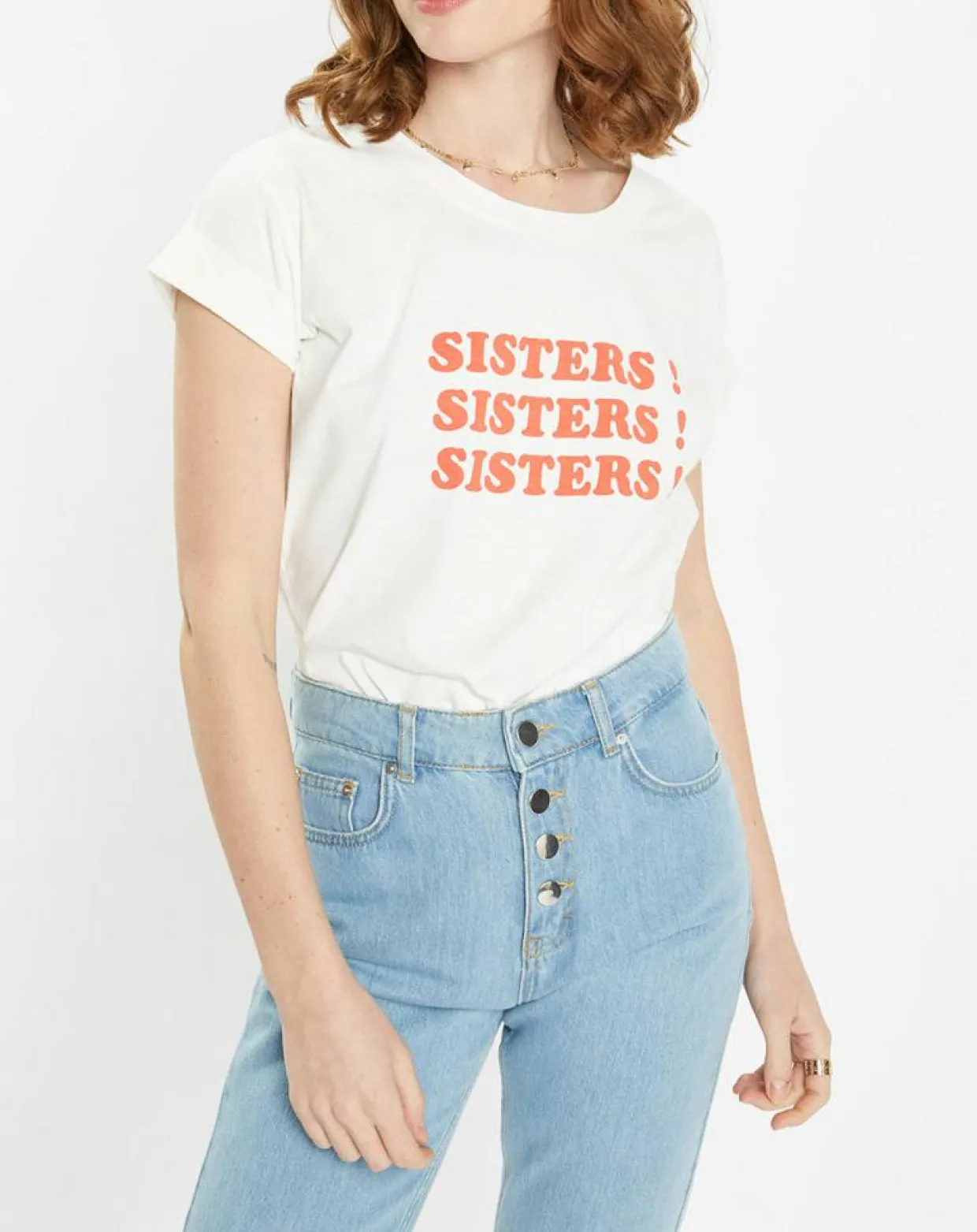 T-Shirt en Coton Bio Sisters blanc-Galeries Lafayette New