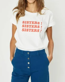 T-Shirt en Coton Bio Sisters blanc-Galeries Lafayette New