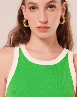 Femme Tara Jarmon Tops Et Blouses^T-Shirt en Coton Biologique côtelé vert