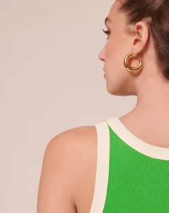 Femme Tara Jarmon Tops Et Blouses^T-Shirt en Coton Biologique côtelé vert