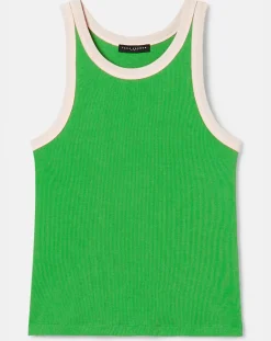 Femme Tara Jarmon Tops Et Blouses^T-Shirt en Coton Biologique côtelé vert