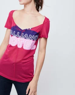 T-Shirt fin avec imprimé pourpre-John Galliano Online