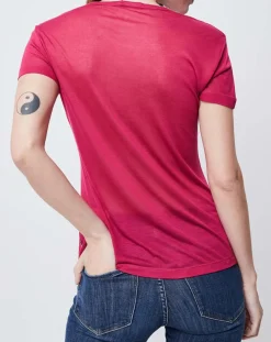 Femme John Galliano T-Shirts^T-Shirt fin imprimé rose foncé