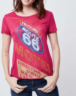 Femme John Galliano T-Shirts^T-Shirt fin imprimé rose foncé