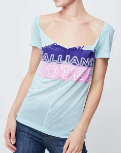 Femme John Galliano T-Shirts^T-Shirt fin imprimé turquoise/multicolore