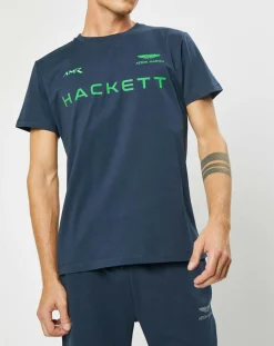 Homme Hackett London T-Shirts^T-Shirt Fluo Aston Martin Racing bleu marine