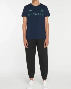 Homme Hackett London T-Shirts^T-Shirt Fluo Aston Martin Racing bleu marine