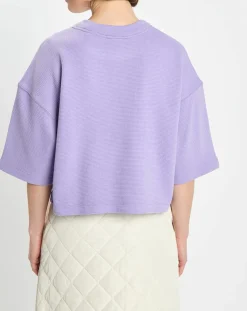 Femme Marc O'Polo T-Shirts^T-Shirt gaufré manches 3/4 Boxy violet clair