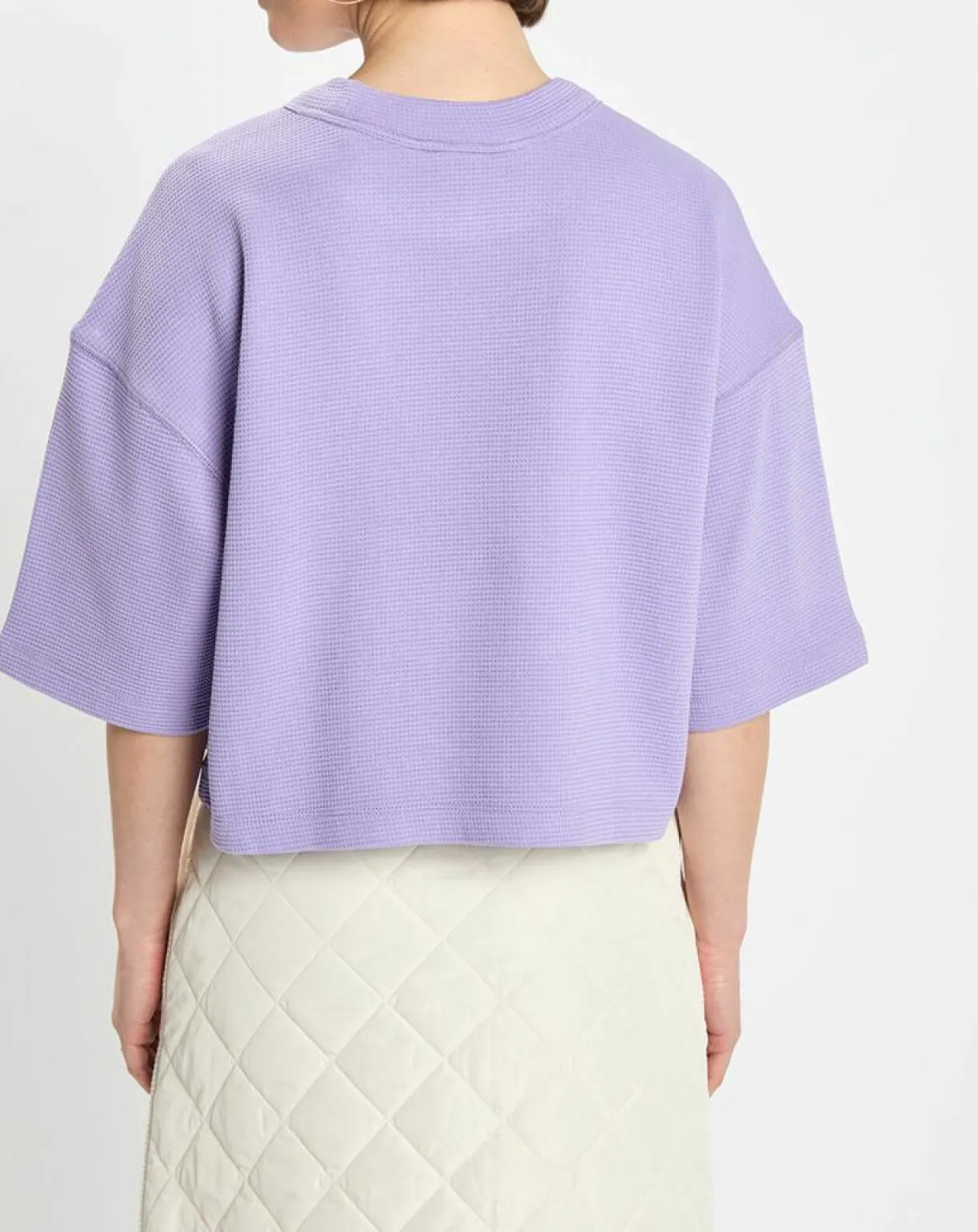 Femme Marc O'Polo T-Shirts^T-Shirt gaufré manches 3/4 Boxy violet clair