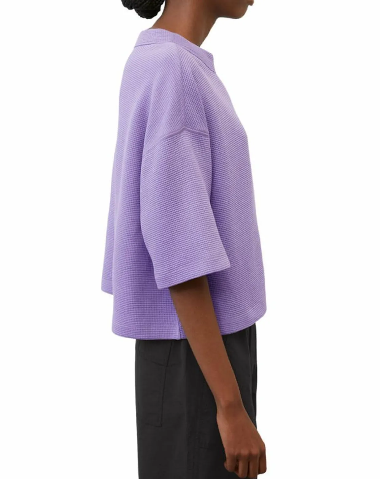 Femme Marc O'Polo T-Shirts^T-Shirt gaufré manches 3/4 Boxy violet clair