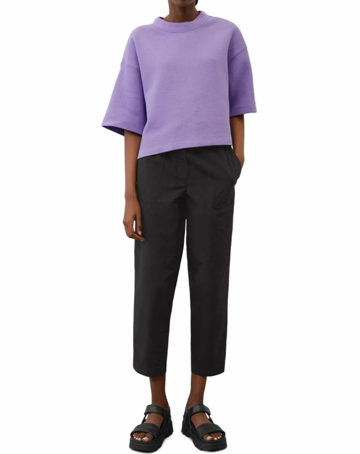 Femme Marc O'Polo T-Shirts^T-Shirt gaufré manches 3/4 Boxy violet clair