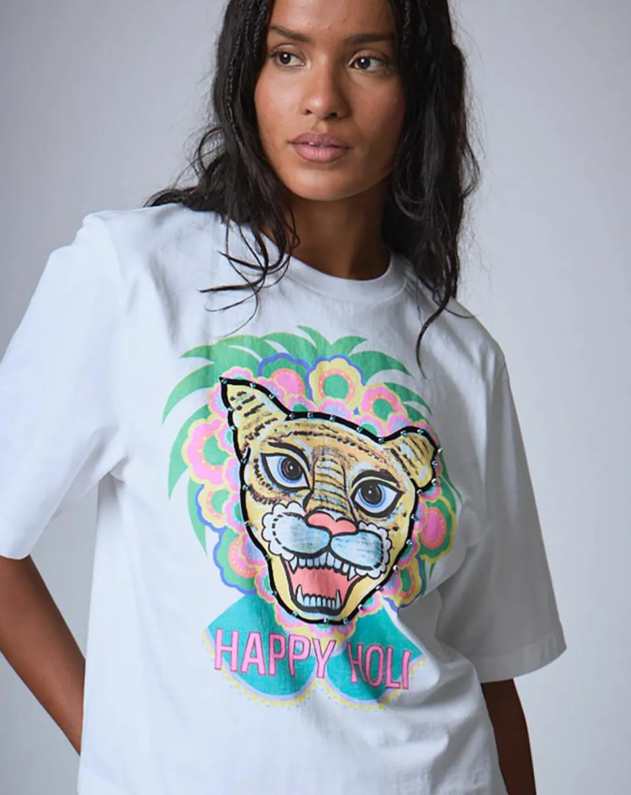 Femme Manoush T-Shirts^T-Shirt Happy Holi blanc