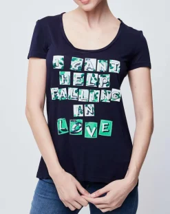 Femme John Galliano T-Shirts^T-Shirt imprimé bleu nuit/blanc/vert