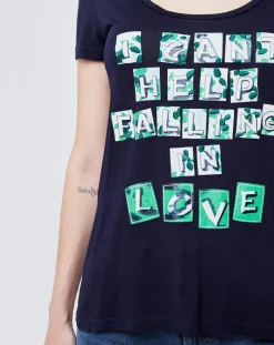 Femme John Galliano T-Shirts^T-Shirt imprimé bleu nuit/blanc/vert