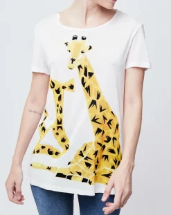 T-Shirt imprimé girafes blanc cassé/jaune/noir-John Galliano Clearance