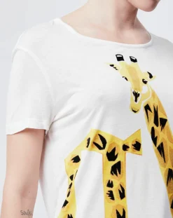 T-Shirt imprimé girafes blanc cassé/jaune/noir-John Galliano Clearance