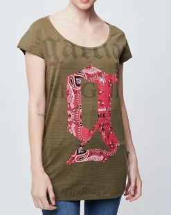 T-Shirt imprimé kaki foncé/rouge-John Galliano Discount